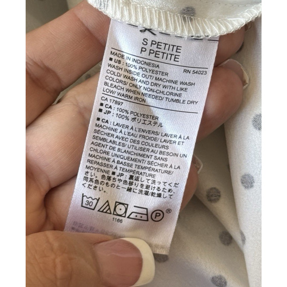 Banana Republic Womens Blouse White Short Sleeve Ruffle Top Polka Dot Classic, S - Picture 6 of 7